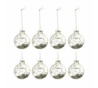 Paris Prix Boules de Noël Design Coeur - Argent