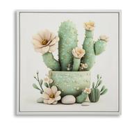 Décoration murale impression sur étoile avec cadre pot de cactus B Mauro Ferretti Laccata Vert 40x2,8x40 cm
