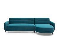 Paris Prix Canapé d'angle Convertible en Velours Milan 283cm Bleu Canard