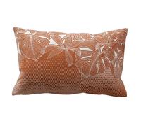 Coussin décoratif déhoussable motif feuillage tropical Cuivre 30x50 cm