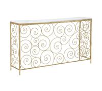 Paris Prix Console Spirale Design en marbre 140 cm Blanc & Or