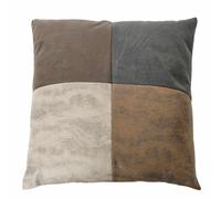 HOME DECO FACTORY, TX9455, Coussin Patchwork Déhoussable 40x40 cm, Design Original et Coloré, Textile Polyester, Idéal pour Salon, Chambre ou Entrée, Multicolore, Brown