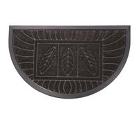 Deco Tapis 1740159 Tapis d'Entrée Demi-Lune Feuilles Polypropylène/Cao Noir 75 x 45 cm