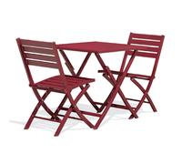 DCB Garden – Ensemble repas de jardin Marius 2 places carré aluminium Rouge carmin