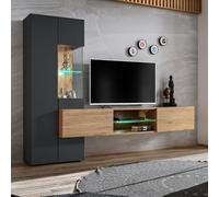 Paris Prix Ensemble Meuble TV Design Try 210cm Chêne & Gris