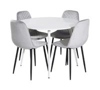 Paris prix Ensemble table + 4 chaises - Blanc et gris