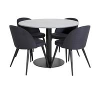 Paris prix ensemble table 4 chaises - Gris foncé et noir
