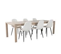 Ensemble Table à Manger Extensible & 6 Chaises Slider & Polar 170-250cm Blanc et Beige Blanc