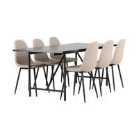 Paris prix Ensemble table + 6 chaises - Noir et beige