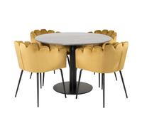 Paris prix Ensemble table à manger 4 chaises - Gris foncé et jaune