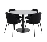 Paris prix Ensemble table à manger 4 chaises - Gris foncé & noir