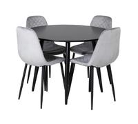 Paris prix Ensemble table à manger 4 chaises - noir et gris
