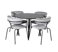 Paris prix Ensemble table à manger 4 chaises - noir et gris