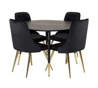 Paris prix ensemble table à manger 4 chaises - Noir et or