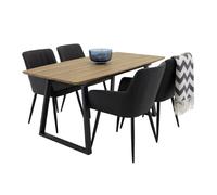 Paris prix Ensemble table à manger + 4 chaises - Noyer et noir