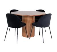 Paris prix Ensemble table à manger + 4 chaises - Noyer et noir