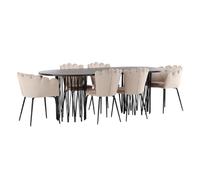 Paris prix Ensemble table à manger 6 chaises - Beige moka noir