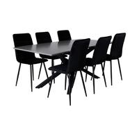 Paris prix Ensemble table à manger 6 chaises - Gris et noir