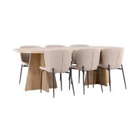 Paris prix Ensemble table à manger + 6 chaises - Naturel & beige