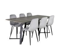 Paris prix Ensemble table à manger 6 chaises - Naturel, gris & noir