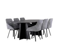 Paris prix Ensemble table à manger 6 chaises - Noir et gris