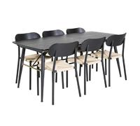 Paris prix ensemble table à manger + 6 chaises - Noir et naturel
