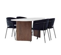Paris prix Ensemble table à manger et 4 chaises - Gris clair, noir et marron