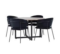 Paris prix Ensemble table à manger et 4 chaises - Noyer et noir