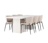 Paris prix ensemble table à manger et 6 chaises - Naturel & beige