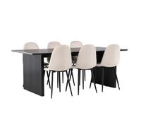 Paris prix Ensemble table à manger et 6 chaises - Noir & beige