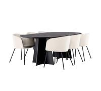 Paris prix ensemble table à manger et 6 chaises - Noir & beige