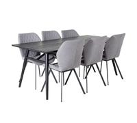 Paris prix Ensemble table à manger extensible 6 chaises - Noir et gris