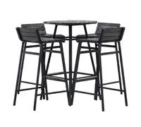 Paris prix ensemble table bar jardin 4 tabourets - noir