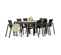 DCB Garden Ensemble repas de jardin 8 places avec plateau céramique Gris anthracite