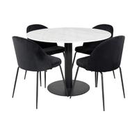 Paris prix Ensemble table et 4 chaises - Blanc et noir