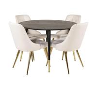 Paris prix Ensemble table et 4 chaises - noir beige or