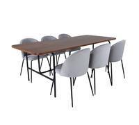 Paris prix Ensemble table et 6 chaises - Gris et marron