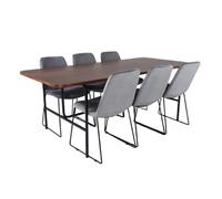 Paris prix Ensemble table et 6 chaises - Gris et marron