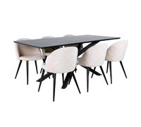 Paris prix Ensemble table et 6 chaises - Noir et beige