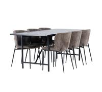 Paris prix ensemble table et 6 chaises - noir et gris