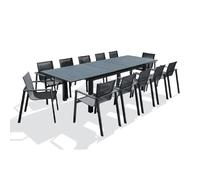 Paris prix Ensemble table et fauteuils de jardin - Gris anthracite