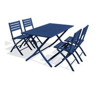 Paris prix Ensemble table jardin + 4 chaises - Bleu marine