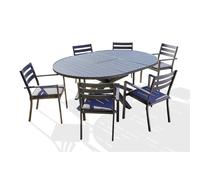 Paris prix Ensemble table jardin + 6 fauteuils - Gris anthracite