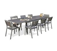 DCB Garden – Ensemble repas de jardin 8 places en aluminium gris anthracite