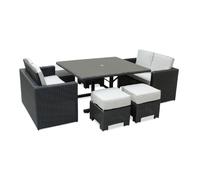 Paris prix Ensemble table jardin 8 places - Noir