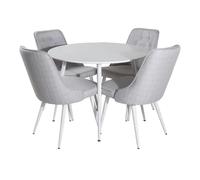Paris prix Ensemble table repas + 4 chaises - Blanc et gris