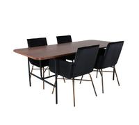 Paris prix ensemble table repas + 4 chaises - Noir et marron