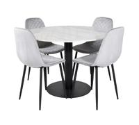 Paris prix Ensemble table ronde à manger 4 chaises - Blanc noir