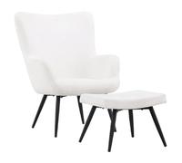 Paris prix Fauteuil avec pouf bouclette - Blanc