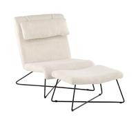 Paris prix Fauteuil chaise longue bouclette - Blanc